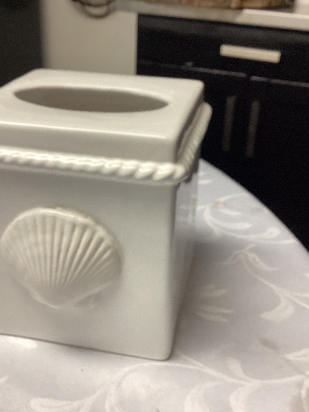 Elegant Nautilus Shell Decor Tissue Box and Matching Trash Can Base